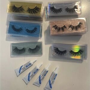 Assorted False Eyelashes with Adhesive